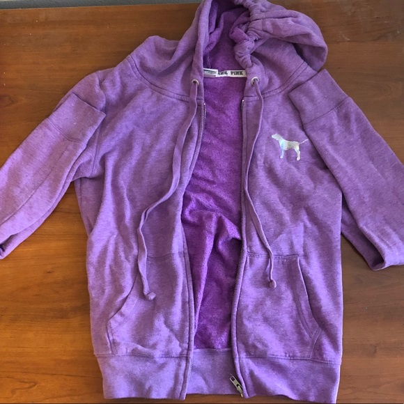 purple zip up sweater